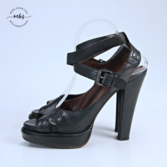 Bottega Vanetta Platform Open Toe Wrap Ankle Strap Sandals Black Women 9 - Picture 4 of 14